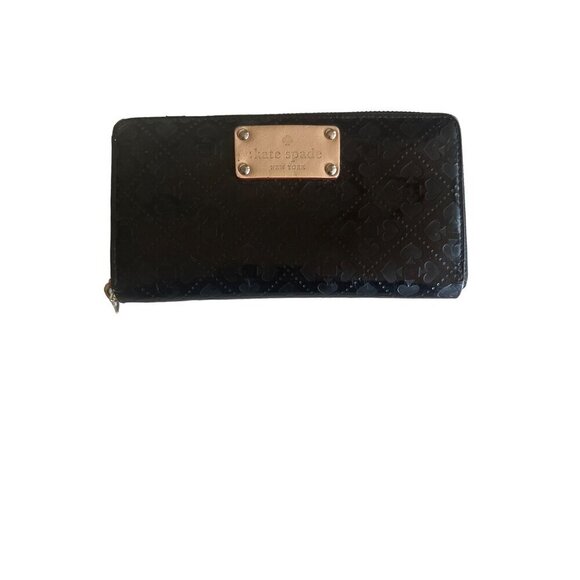 kate spade Handbags - Kate Spade Wallet‎ Black Patent Leather Neda Spade Embossed Zip Around Organizer